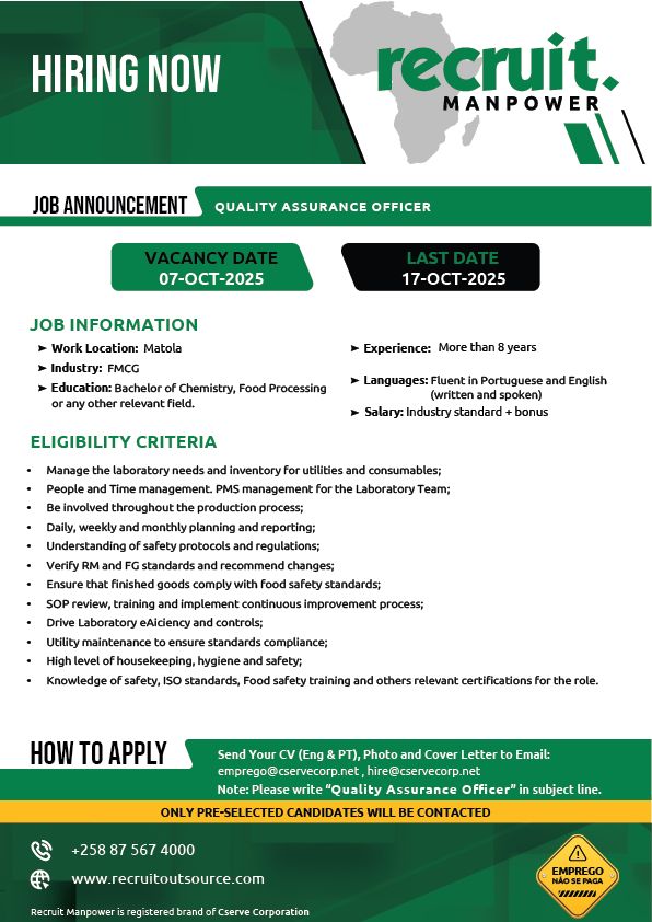 VAGA – QUALITY ASSURANCE OFFICER