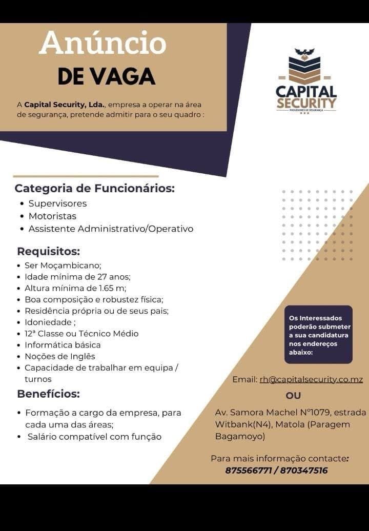 VAGAS –  (Supervisores,  Motoristas  e Assistente Administrativo/Operativo)