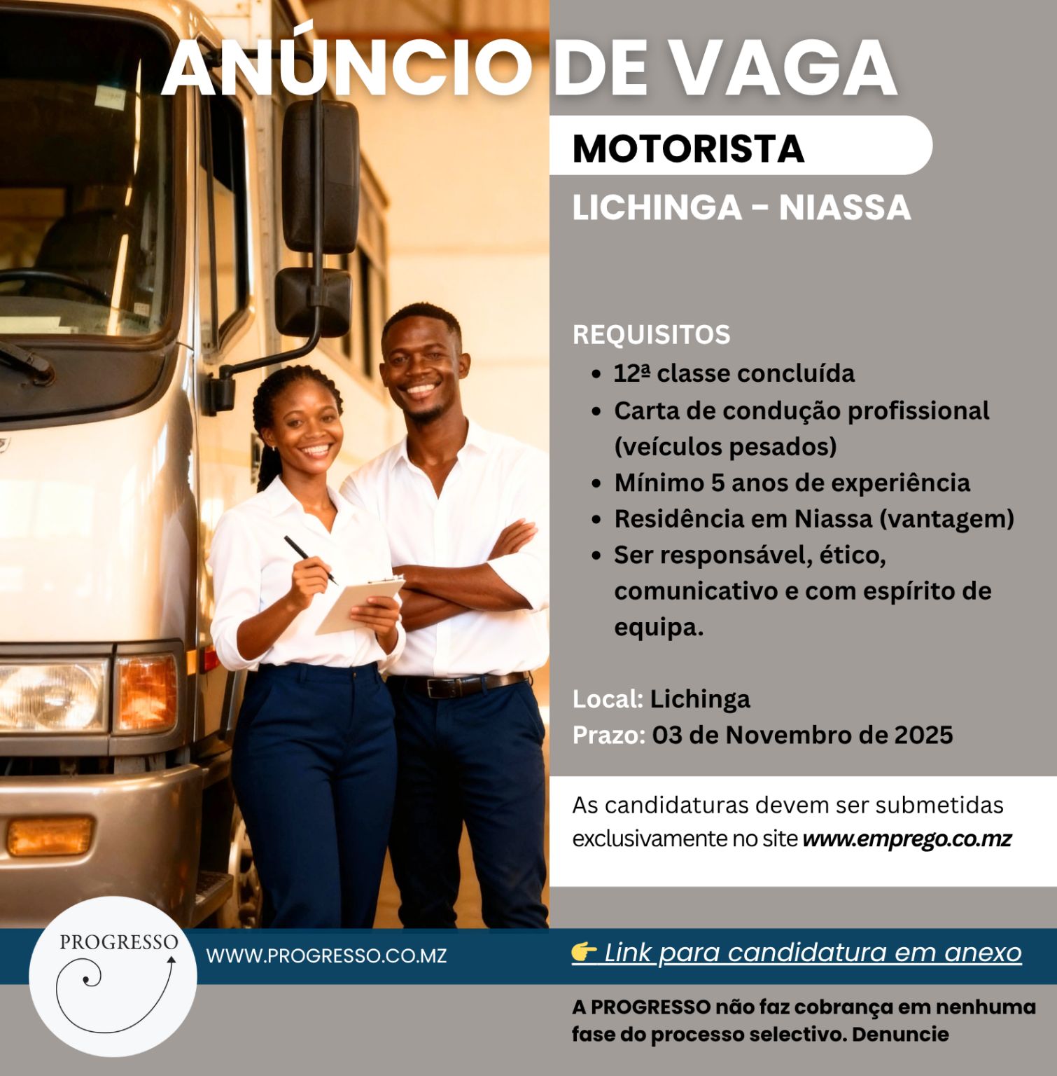 Vaga – Motorista – Lichinga (Niassa)