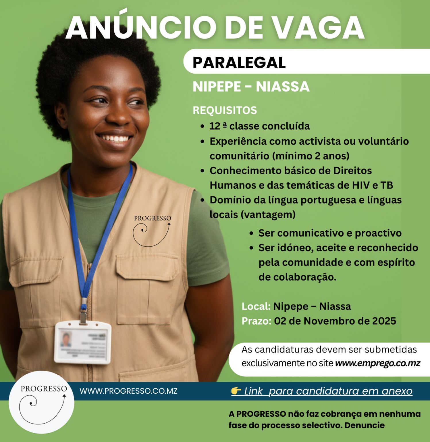 Vaga – Paralegal – Nipepe (Niassa)