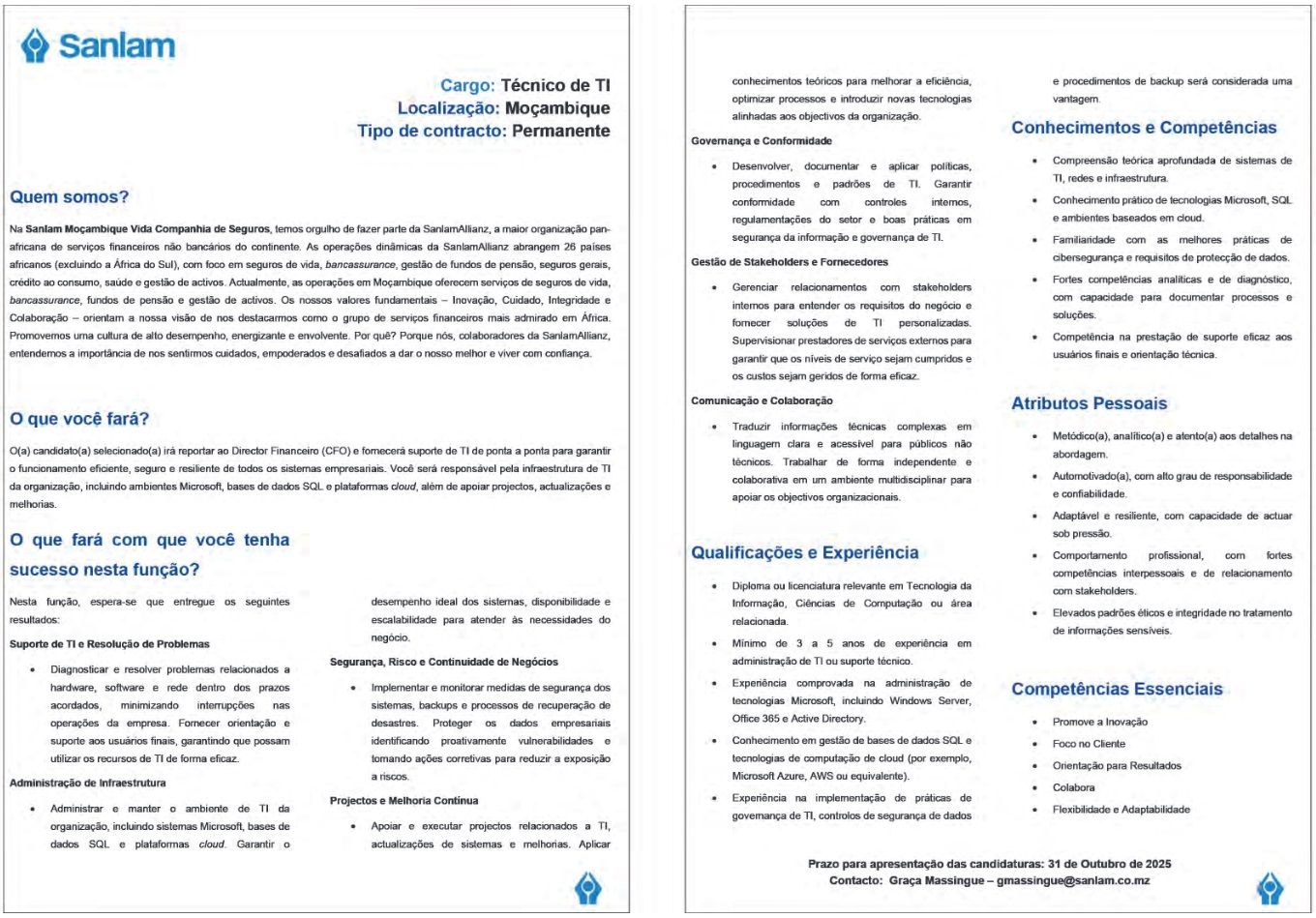 Vaga – Técnico de TI