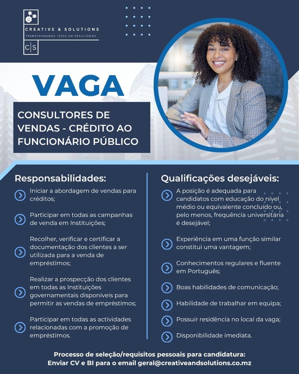 Vagas – Consultores de Vendas – Crédito ao Funcionário Público
