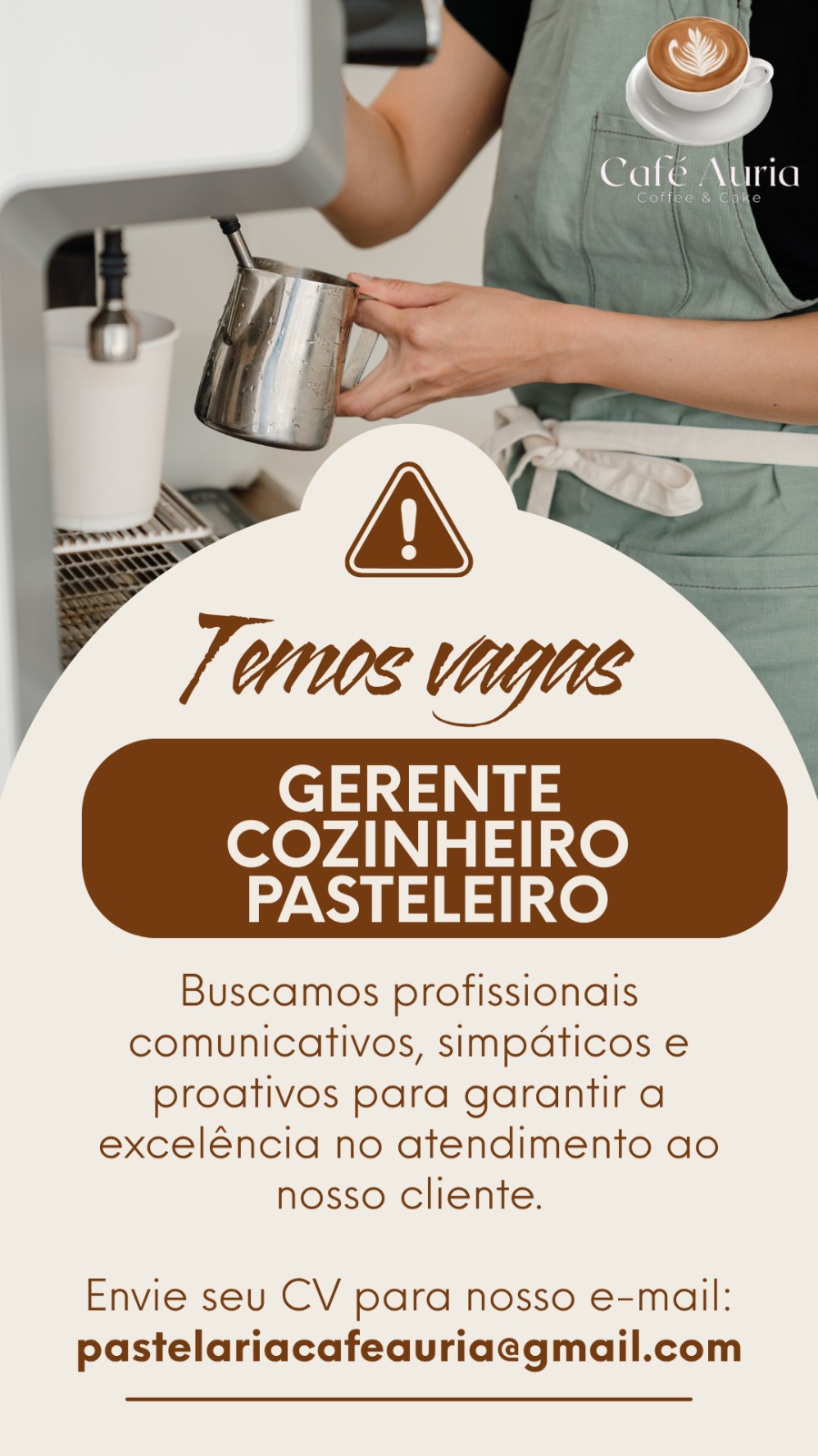 A Empresa Café Auria esta recrutar Cozinheiros, Pastelairo e Gerente