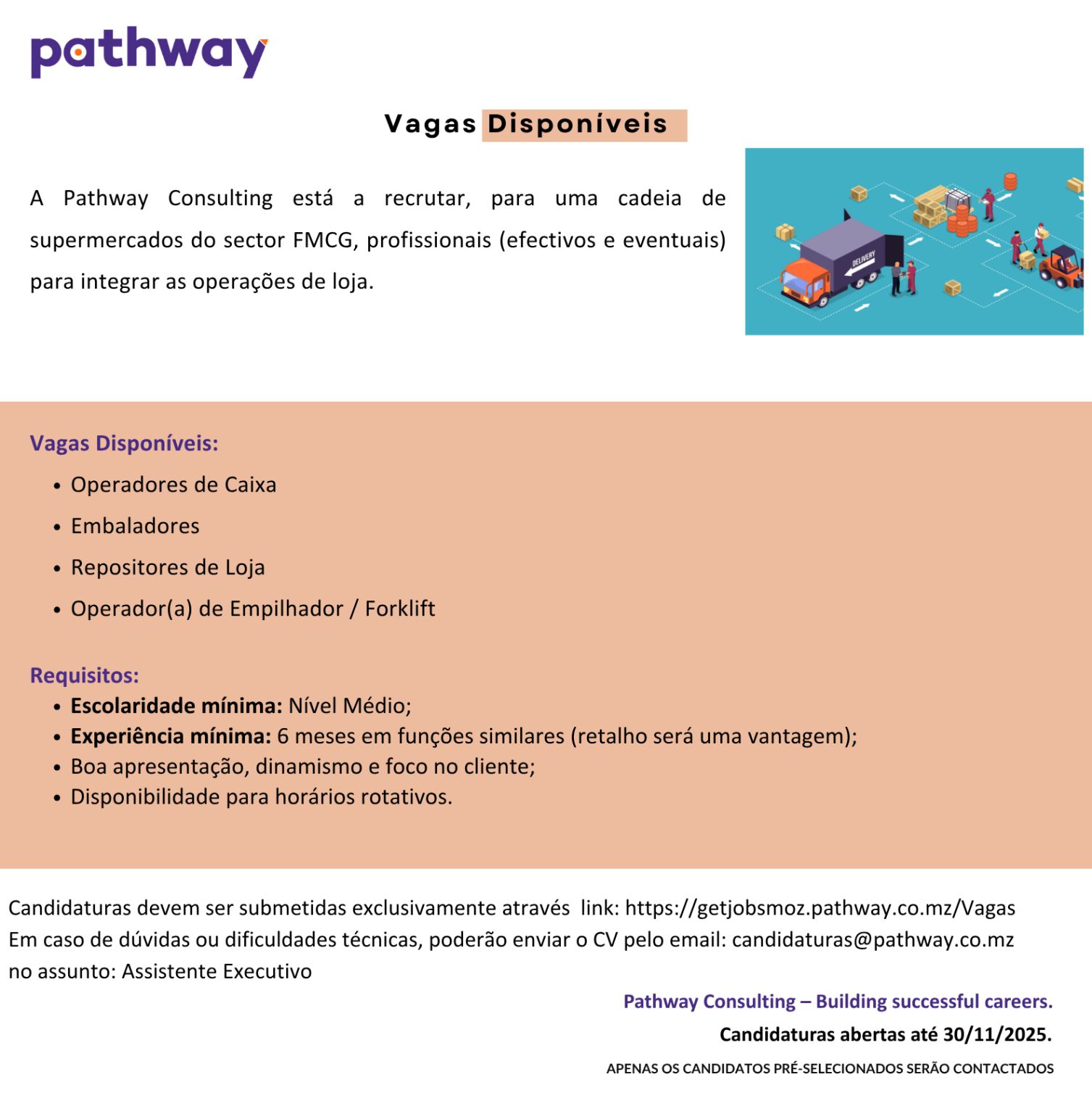 A Pathway Consulting, Abre (04) Vagas de emprego em Diversas áreas