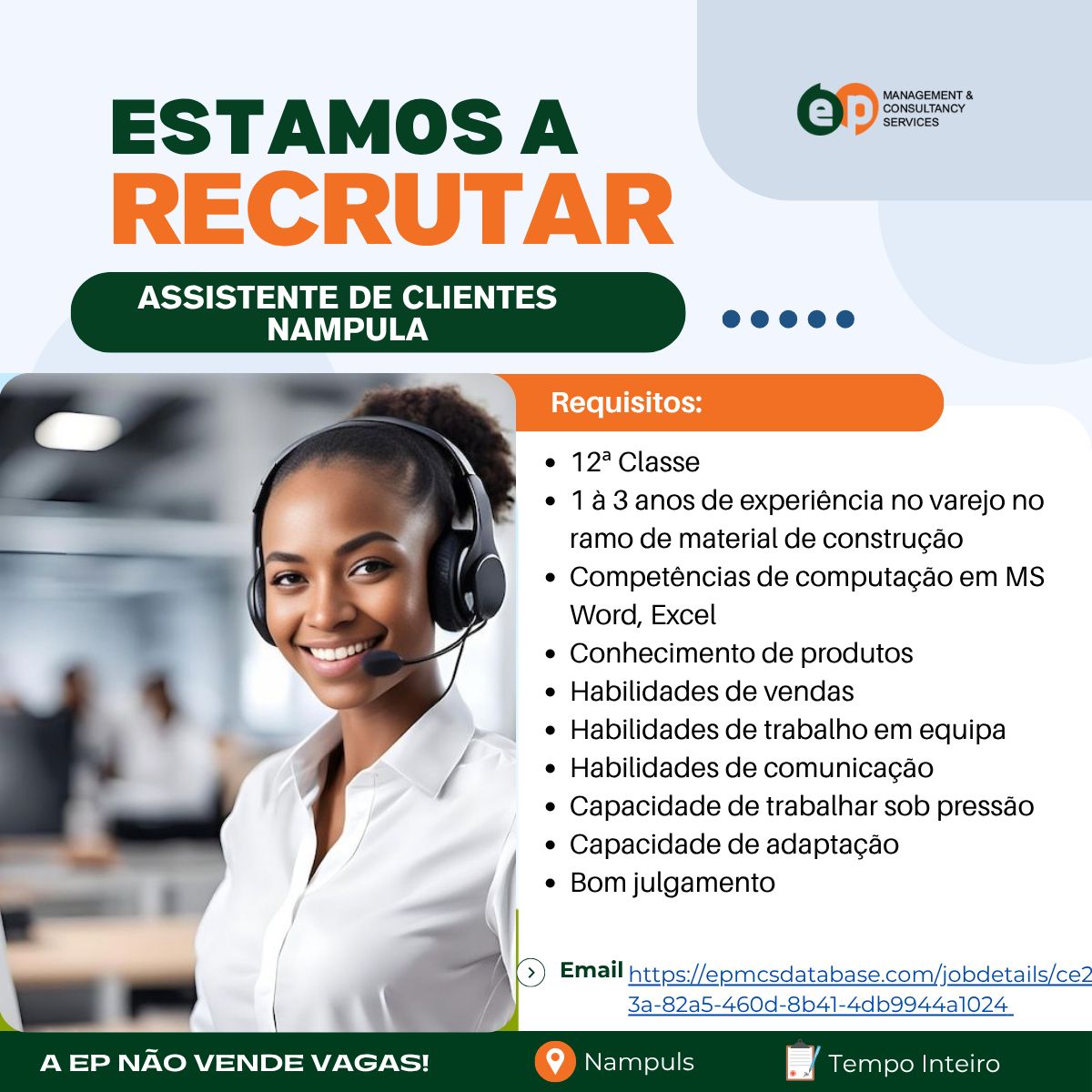 Vaga – Assistente de Clientes – Nampula