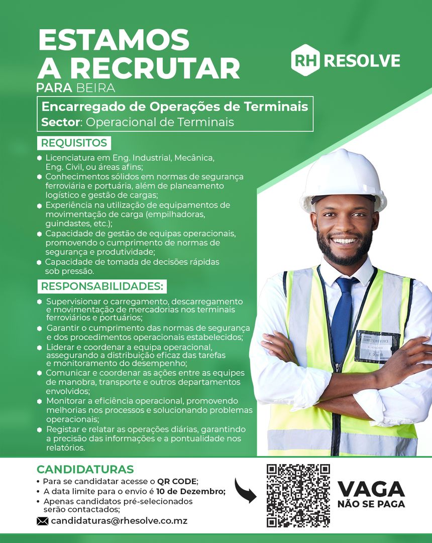 Vaga – Encarregado de Operações de Terminais – Beira