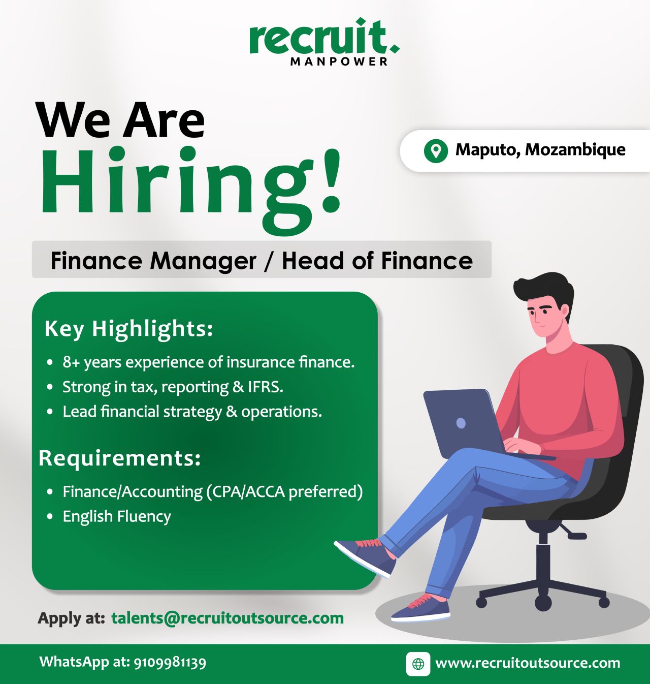Vaga – Finance Manager / Head of Finance – Insurance Industry  Mozambique