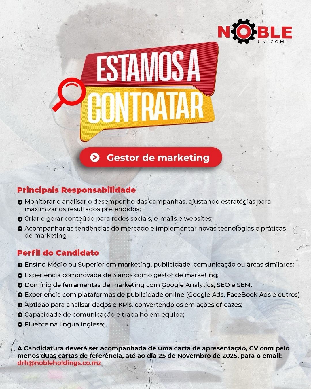Vaga – Gestor de marketing