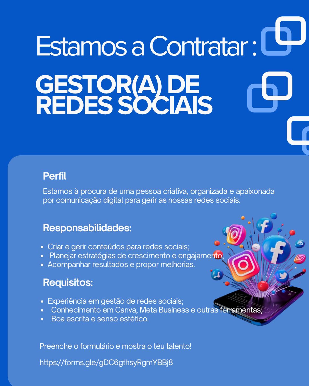 Vaga – Gestor(a) de Redes Sociais