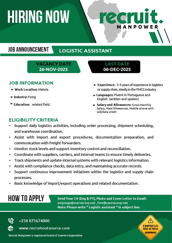 Vaga – LOGISTIC ASSISTANT