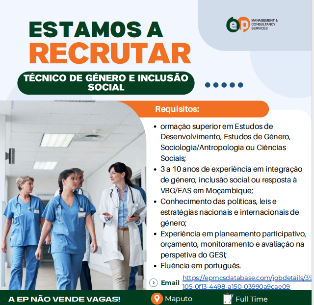 Vaga – Técnico de Género e Inclusão Social – Maputo