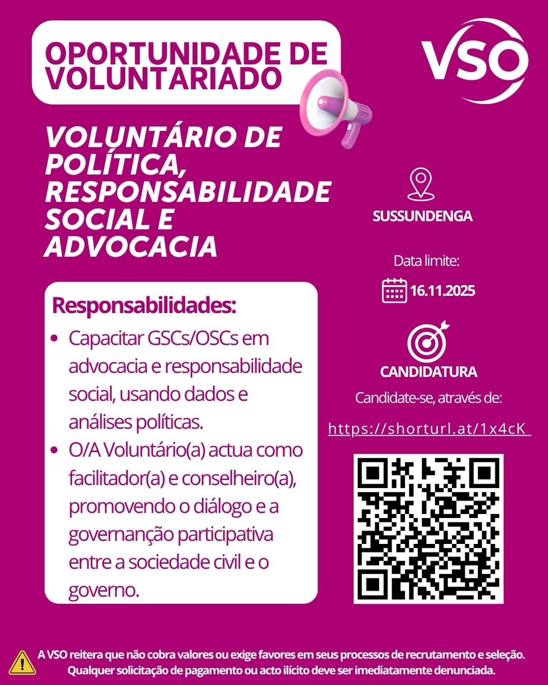 Vaga – Voluntário(a) Nacional de Políticas, Responsabilidade Social e Advocacia