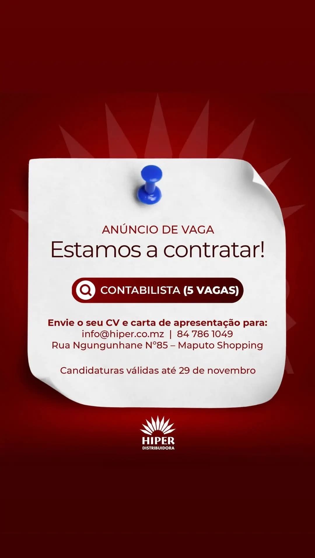 Vagas – (5) Contabilistas – Cidade de Maputo