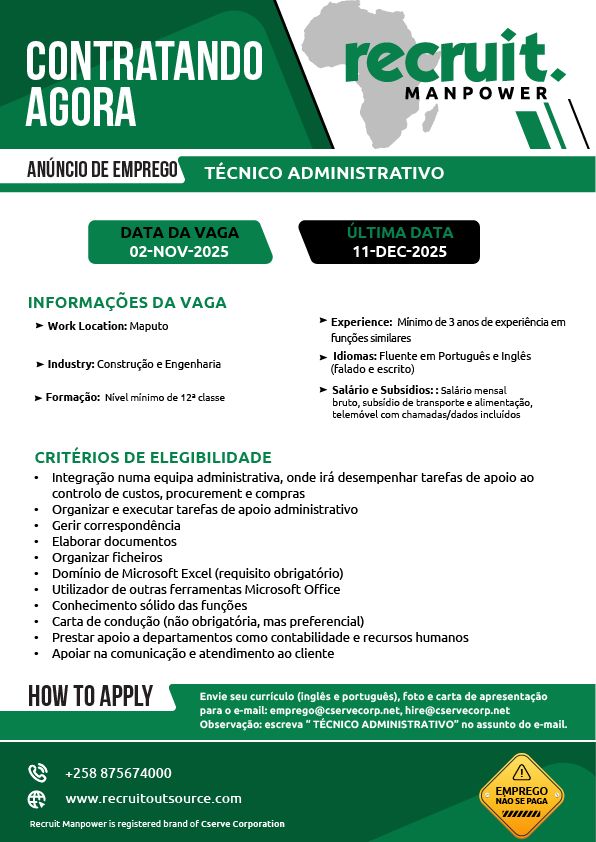 Vaga – TÉCNICO ADMINISTRATIVO