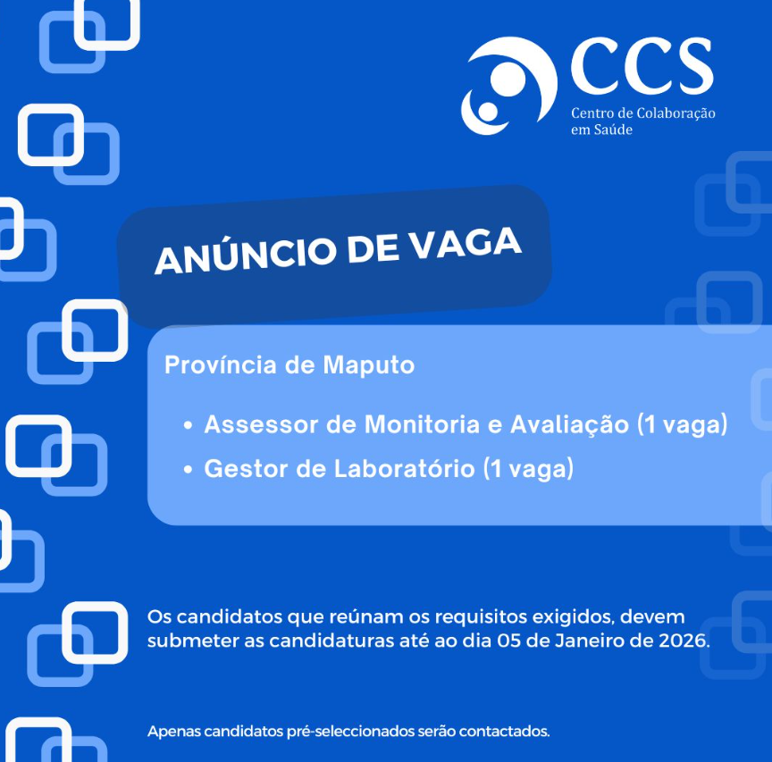 Vagas – (1) Assessor de Monitoria e Avaliação e (1) Gestor de Laboratório