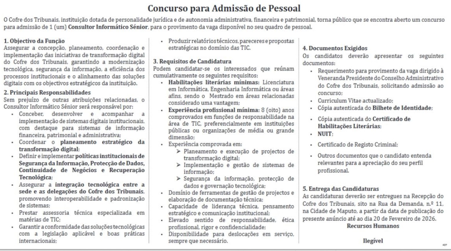 Vaga – Consultor Informático Sénior