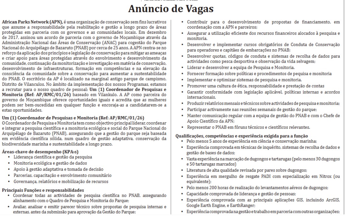 Vaga – Coordenador de Pesquisas e Monitoria