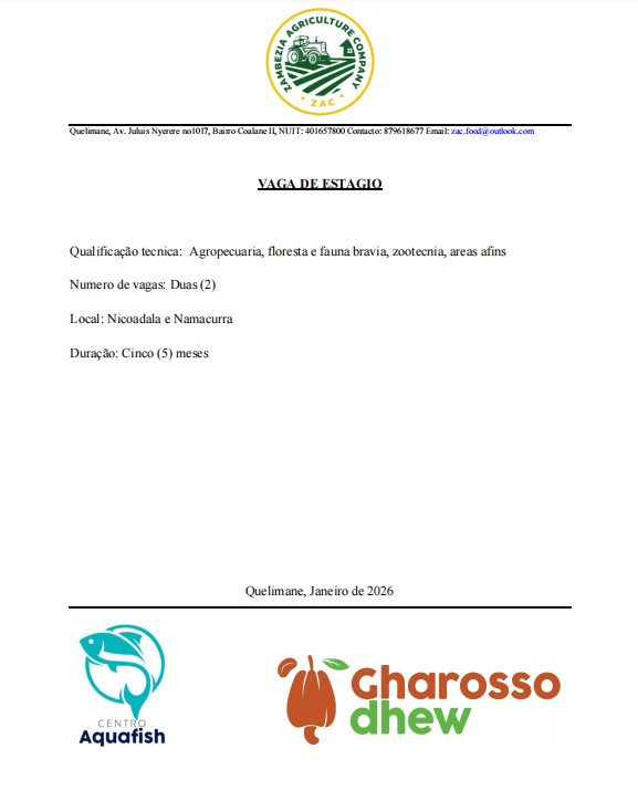 Vagas de Estágio – (02) Técnicos Agropecuários (m/f)