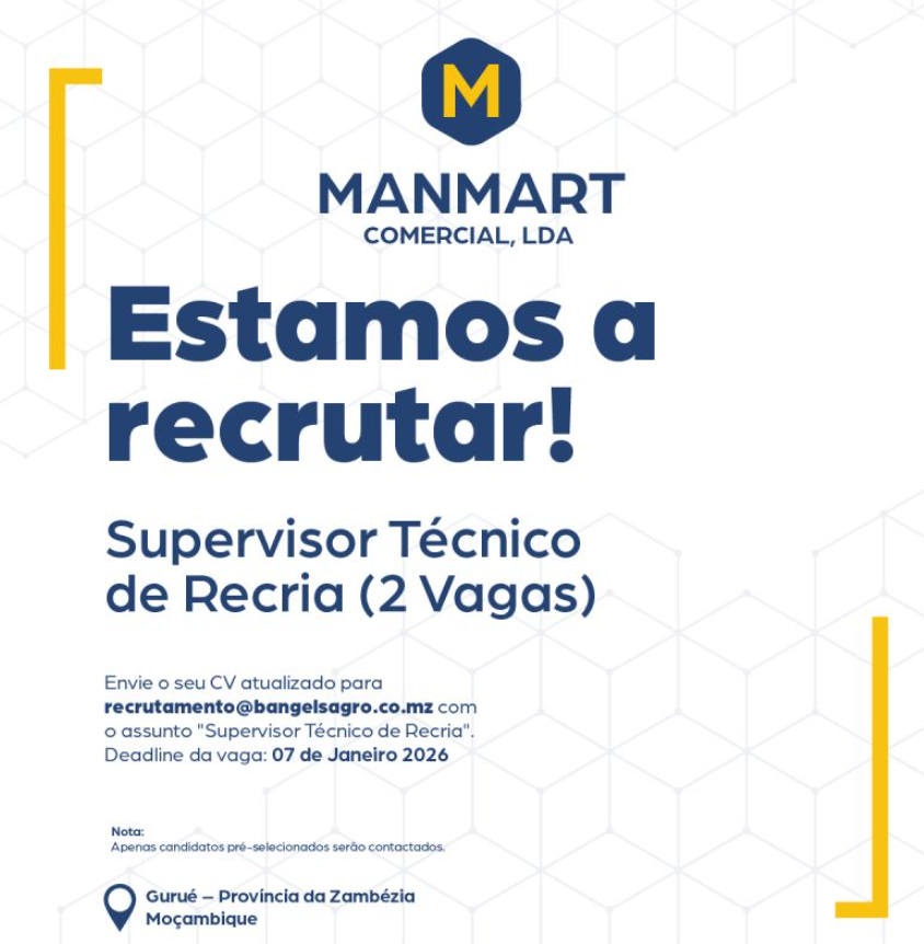 Vagas – (2) Supervisores Técnico de Recria