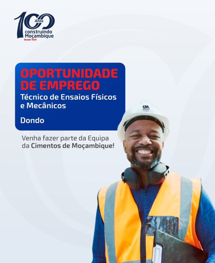 Vaga – Técnico de Ensaios Físicos e Mecânicos – Dondo