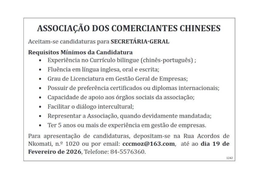 Vaga – Secretária-Geral