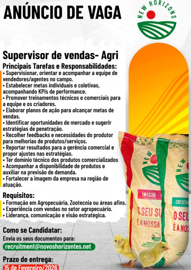 Vaga – Supervisor de Vendas – Agri