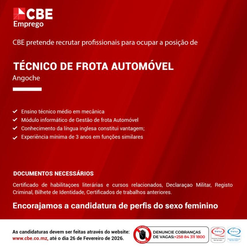 Vaga – Técnico de Frota automóvel