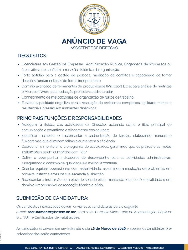 Vaga – Assistente de Direção
