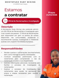 Vaga – Oficial de Reclamações e Investigação 