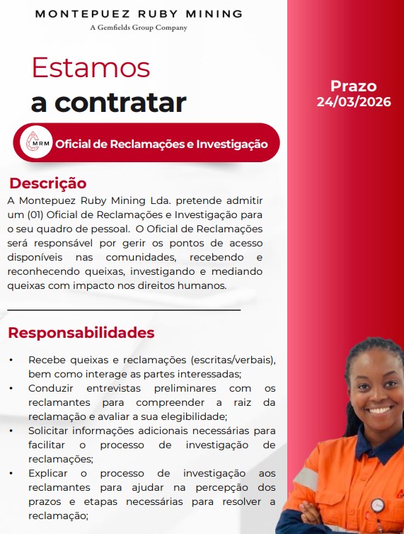 Vaga – Oficial de Reclamações e Investigação 