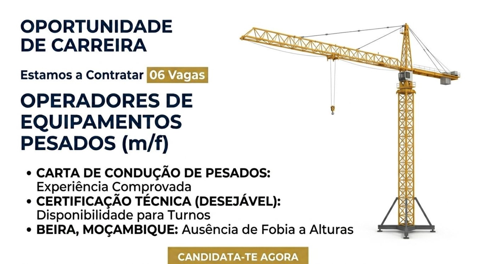 Vaga – Operador de Equipamentos Pesados