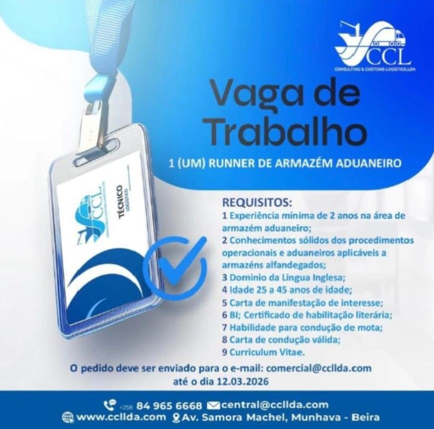 Vaga – Runner de Armazém Aduaneiro