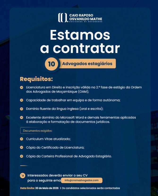Vagas – (10) Advogados(as) Estagiários(as)