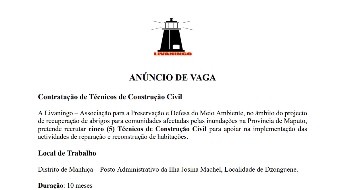 Vagas – (5) Técnicos de Construção Civil